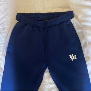 YoungLA Fitted Mens Joggers - Navy Blue + White
